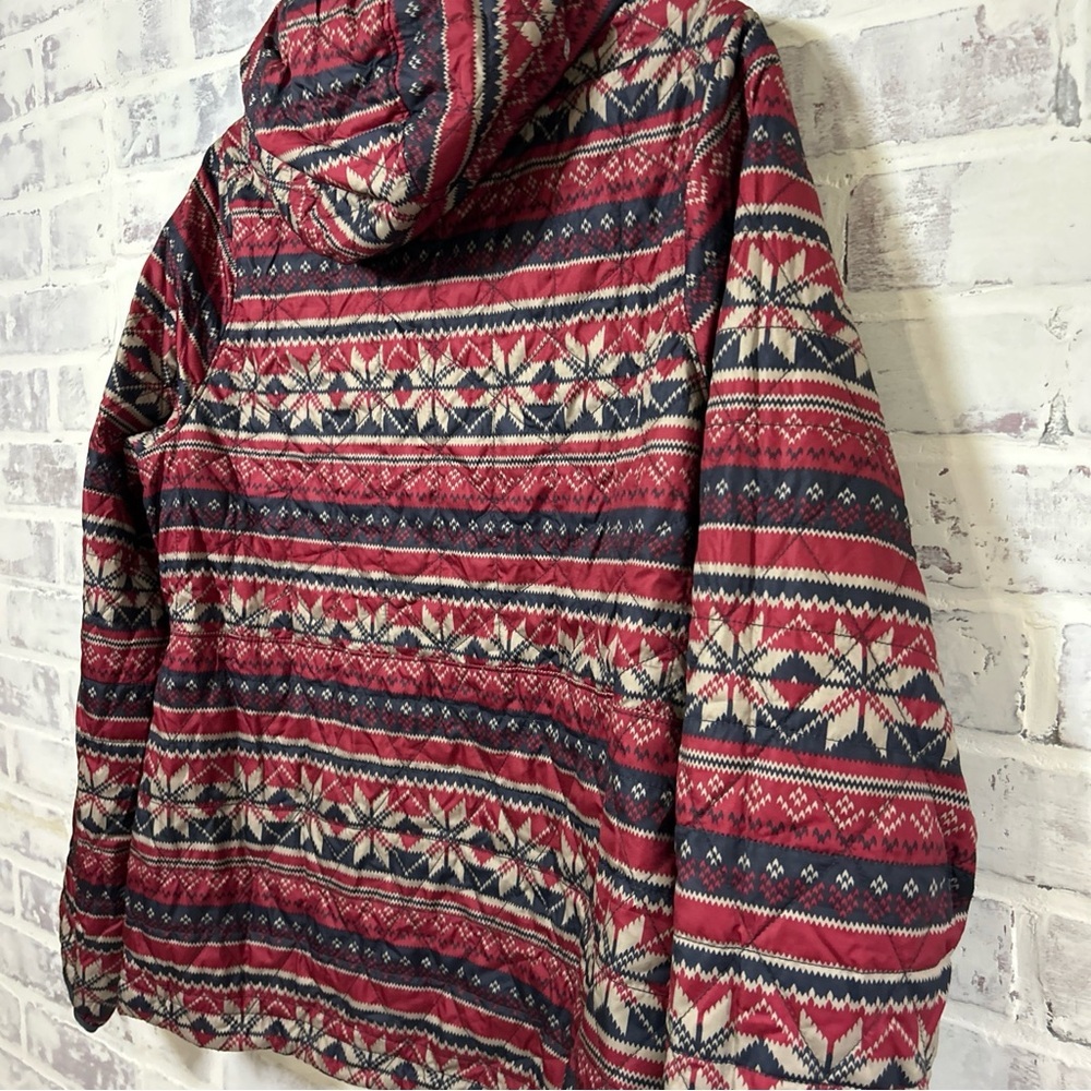 LL Bean Women's Small Katahdin Insulated Pullover Jacket Fair Isle Print Quilted - Picture 7 of 10